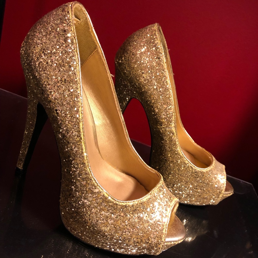 Sparkly Gold Heels